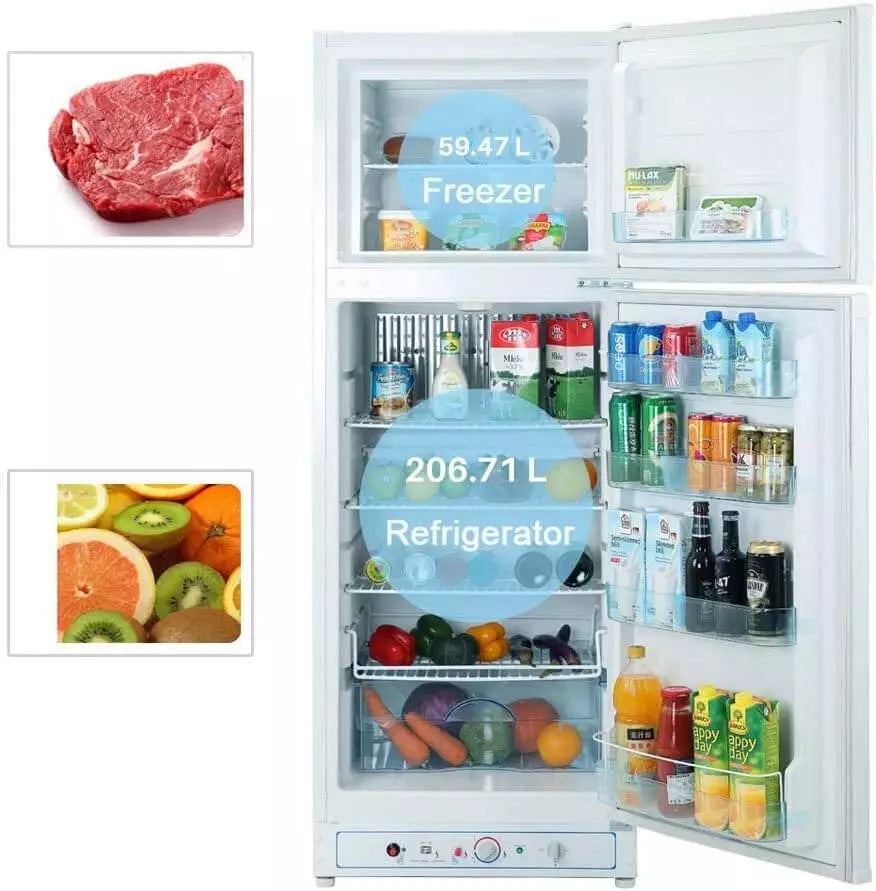 SMAD 265L LPG & AC Powered Absorption Fridge with Freezer – Silent & Off-Grid Ready