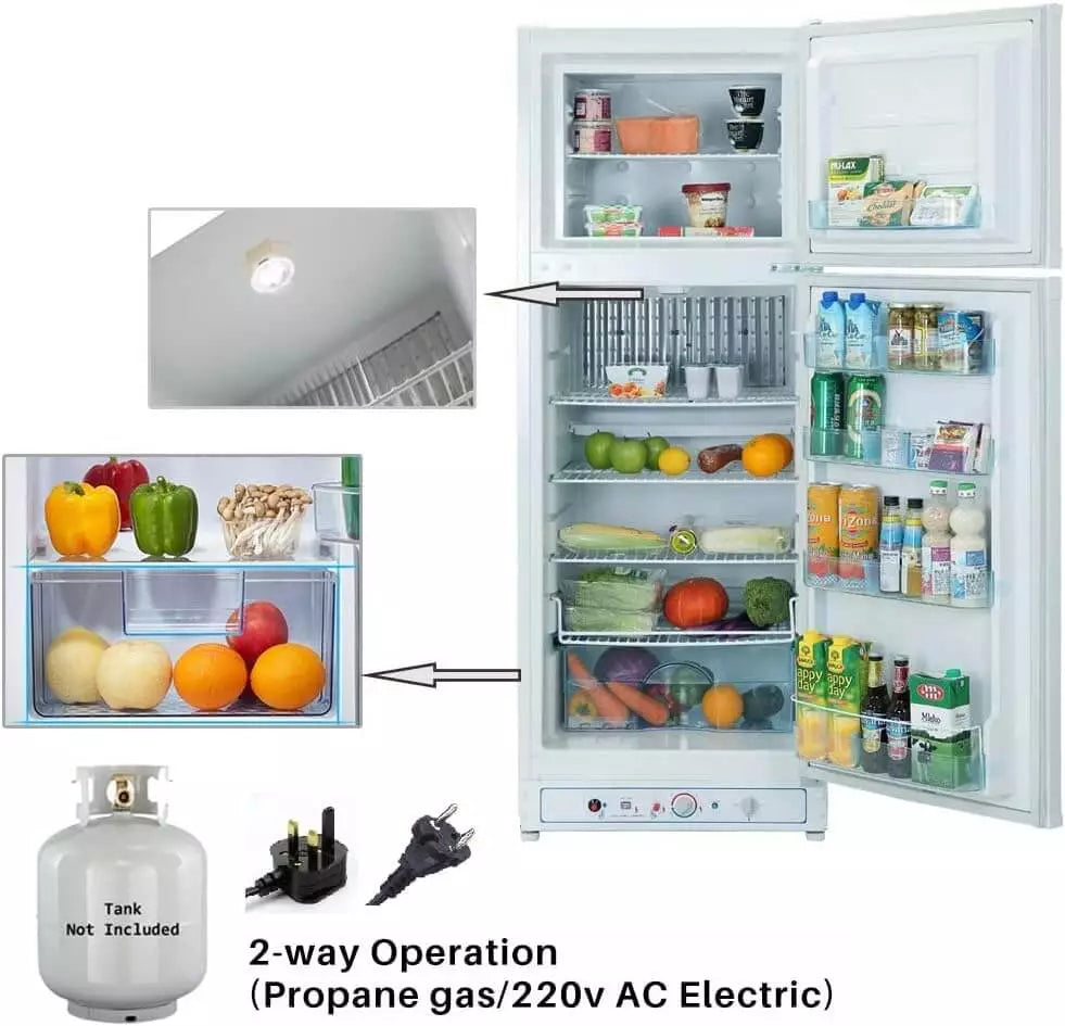 SMAD 265L LPG & AC Powered Absorption Fridge with Freezer – Silent & Off-Grid Ready