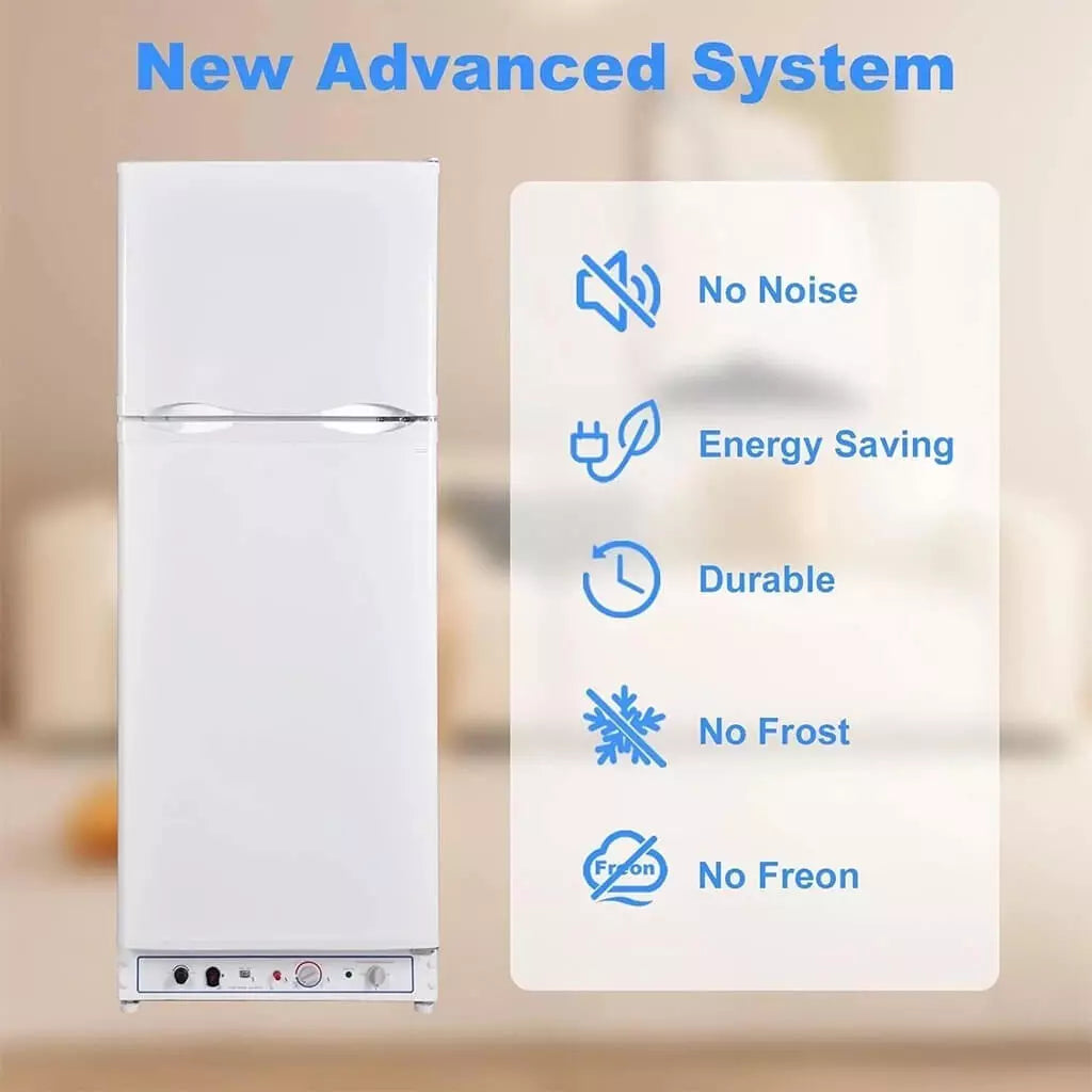 SMAD 390L 2-Way Absorption Fridge – Propane & 220V Off-Grid RV / Camper / Cabin Refrigerator with Freezer