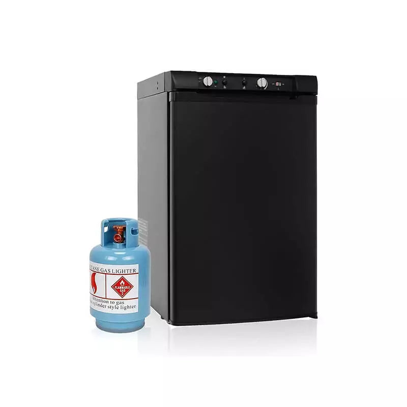 SMAD 100L Glacière Congélateur Portable 3 Voies - Grand Réfrigérateur Congélateur d'Absorption pour Caravanes et Camping-Cars - Alimentation AC/DC/GAZ, Réfrigérateur 0-10°C, Congélateur -12°C à 0°C, Éclairage LED, Porte Réversible
