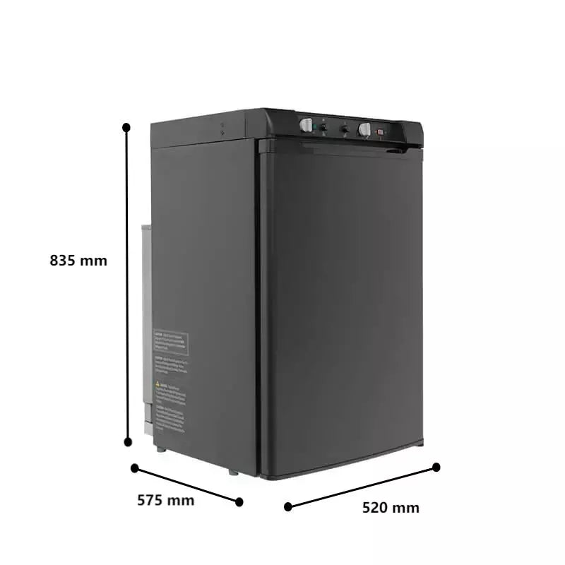 SMAD 3-Way Fridge Freezer - 100L, Spacious and Powerful Propane Electric Absorption Refrigerator for Campervan, Caravan, Motorhome - AC/DC/GAS, 0-10°C Fridge, -18°C-0°C Freezer, LED Light, Reversible Door Hinges