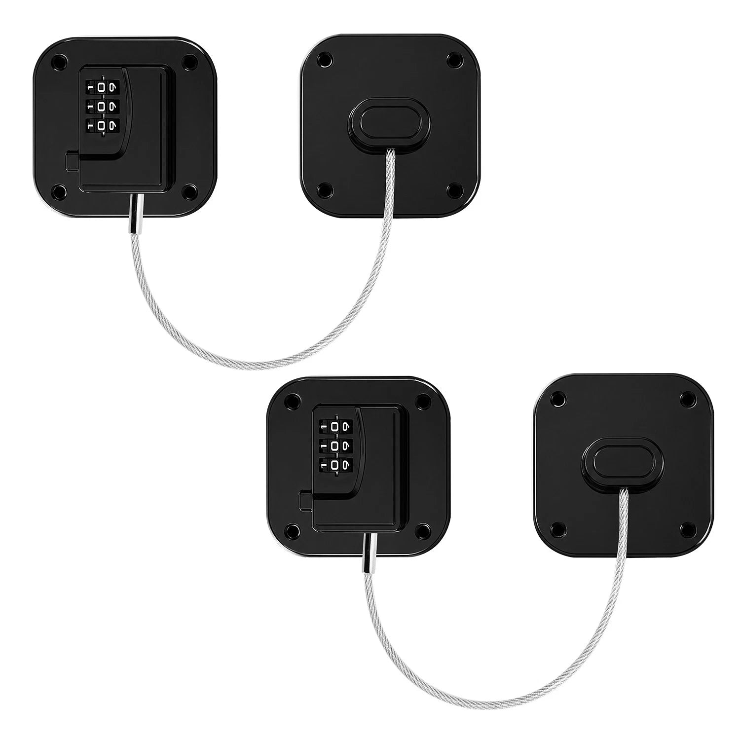 SMAD 2 Pack 18.8cm Cable Lock with 3-Digit Combination, Child Safety Lock for Refrigerators, Freezers, Cabinets and Drawers
