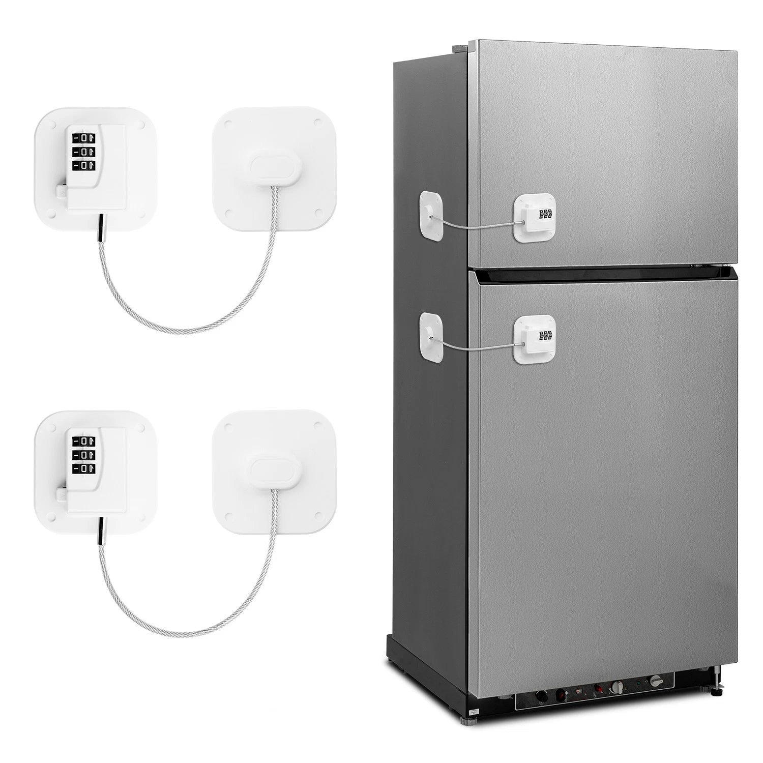 SMAD 2 Pack 18.8cm Cable Lock with 3-Digit Combination, Child Safety Lock for Refrigerators, Freezers, Cabinets and Drawers