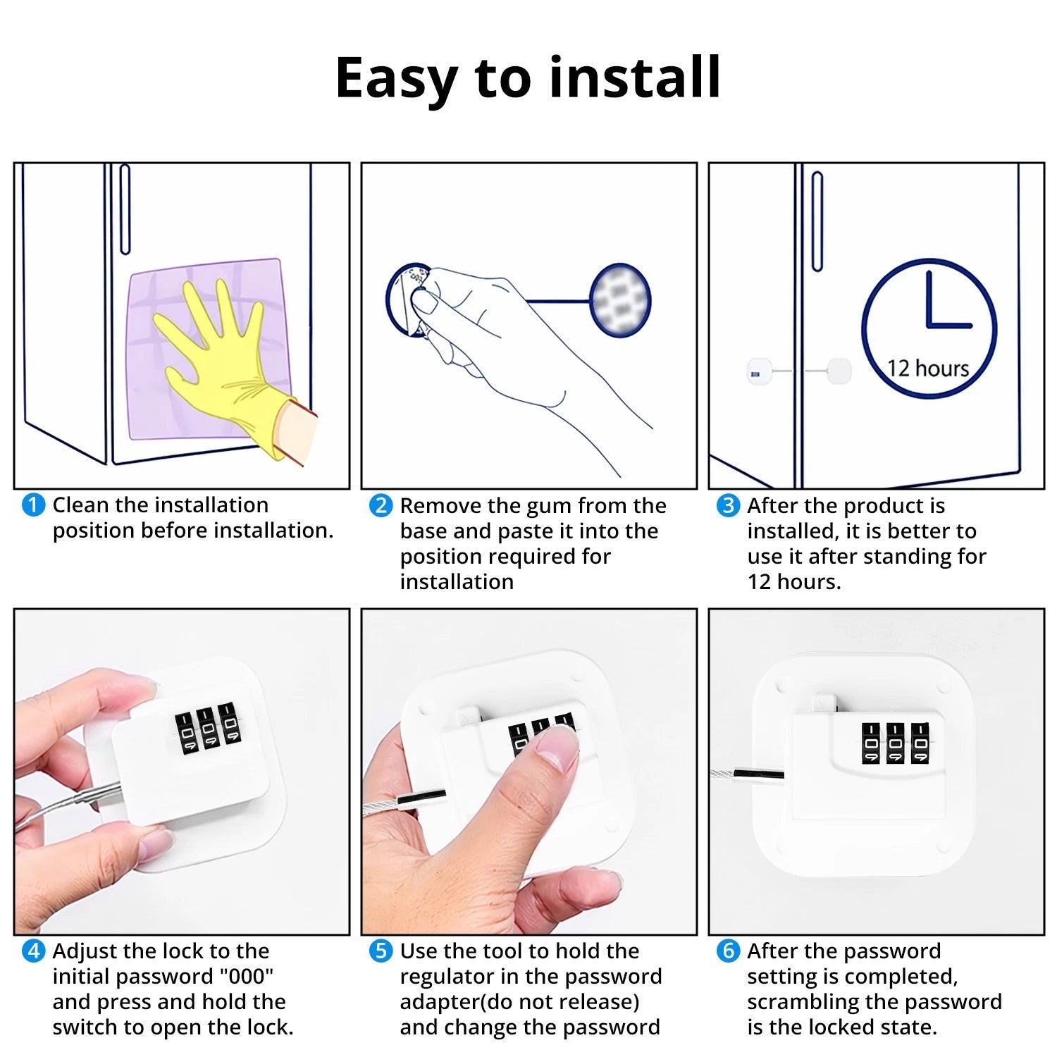 SMAD 2 Pack 18.8cm Cable Lock with 3-Digit Combination, Child Safety Lock for Refrigerators, Freezers, Cabinets and Drawers