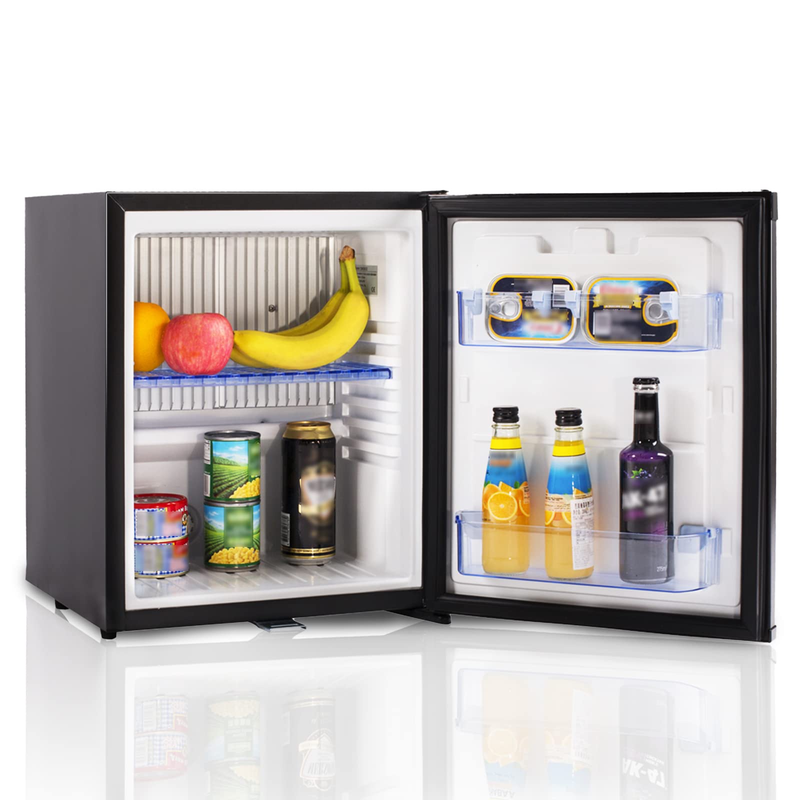 Smad Mini nevera con cerradura, refrigerador compacto para dormitorio,  oficina, sin ruido, 12 V/110 V, 1.0 pies cúbicos, color negro