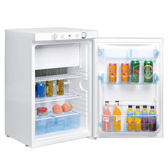 SMAD 3-Way Fridge Freezer - 100L, Spacious and Powerful Propane Electric Absorption Refrigerator for Campervan, Caravan, Motorhome - AC/DC/GAS, 0-10°C Fridge, -18°C-0°C Freezer, LED Light, Reversible Door Hinges